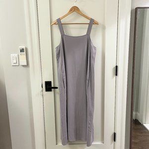 Eileen Fisher Silk Georgette Crepe Square Neck Dress - Lilac